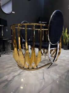 میز سنگی آسا جلو مبلی پایه استیل طلایی - تصویر 2