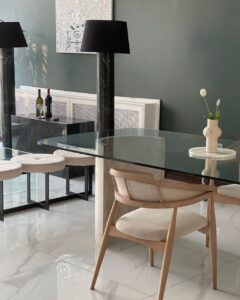 میز ناهار خوری سنگی آسمان صفحه شیشه - تصویر 2