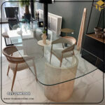 میز ناهار خوری سنگی آسمان صفحه شیشه