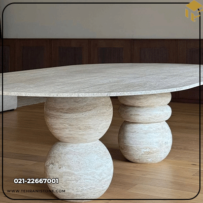 2 آنا میز ناهار خوری تراورتن 6 نفره - تصویر 1